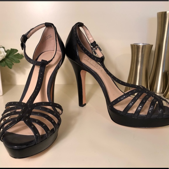 Talbots T Strap Studded High Heel Sandal - Picture 2 of 7